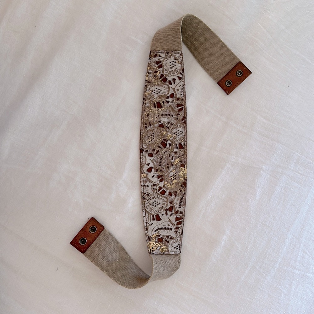 Anthropologie | Leather and Cow Hair Snap Belt | Small